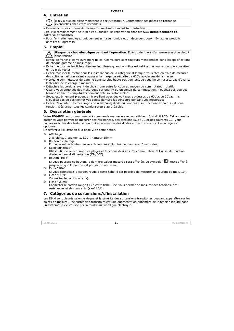 Velleman EVM851 User Manual | Page 11 / 44
