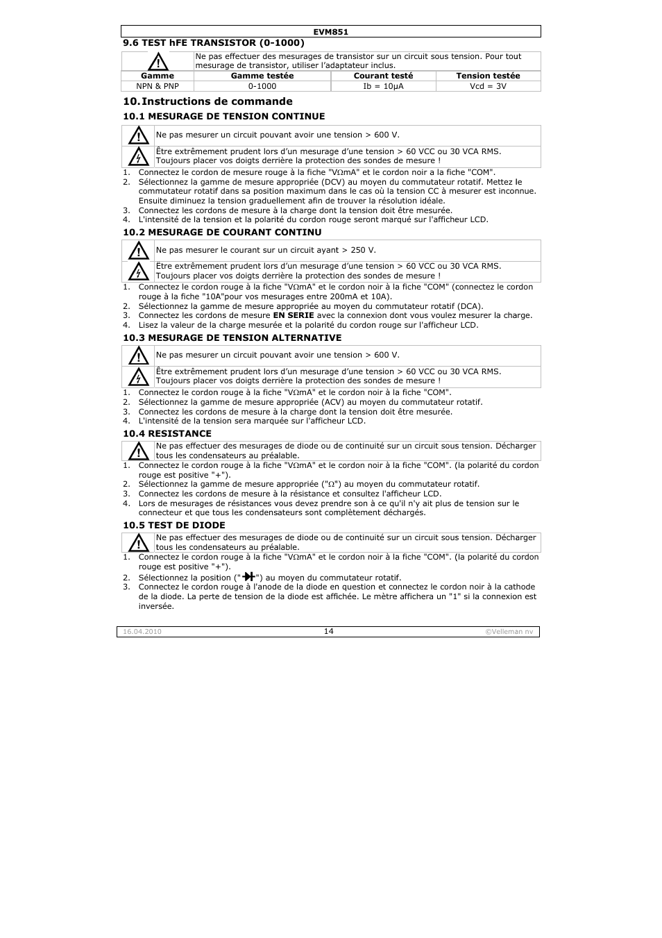 Velleman EVM851 User Manual | Page 14 / 44