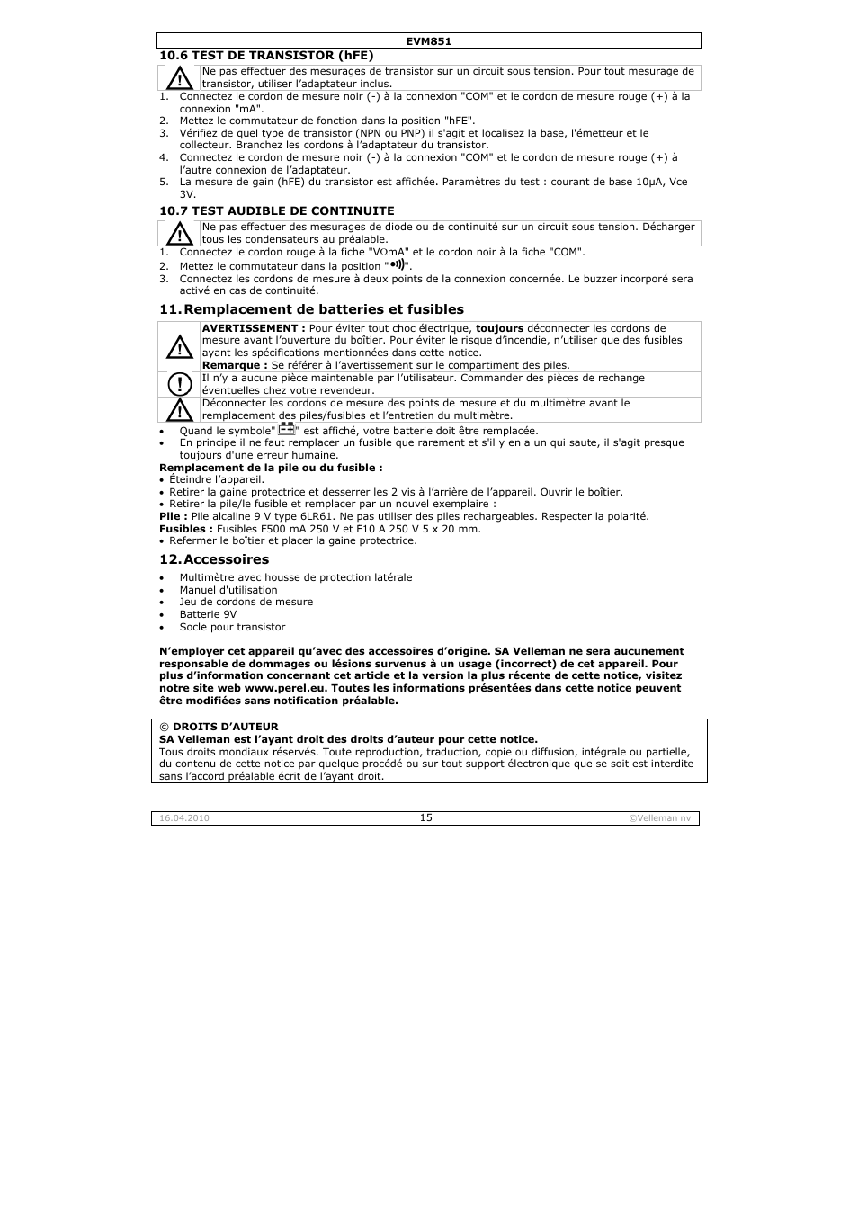 Velleman EVM851 User Manual | Page 15 / 44