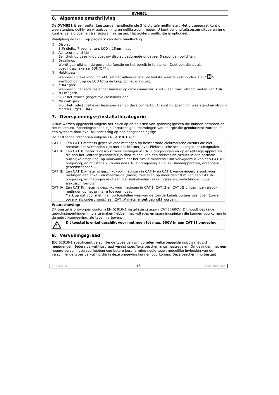 Velleman EVM851 User Manual | Page 18 / 44