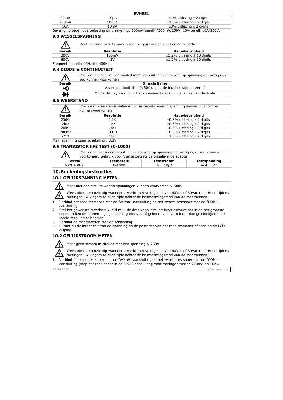 Velleman EVM851 User Manual | Page 20 / 44