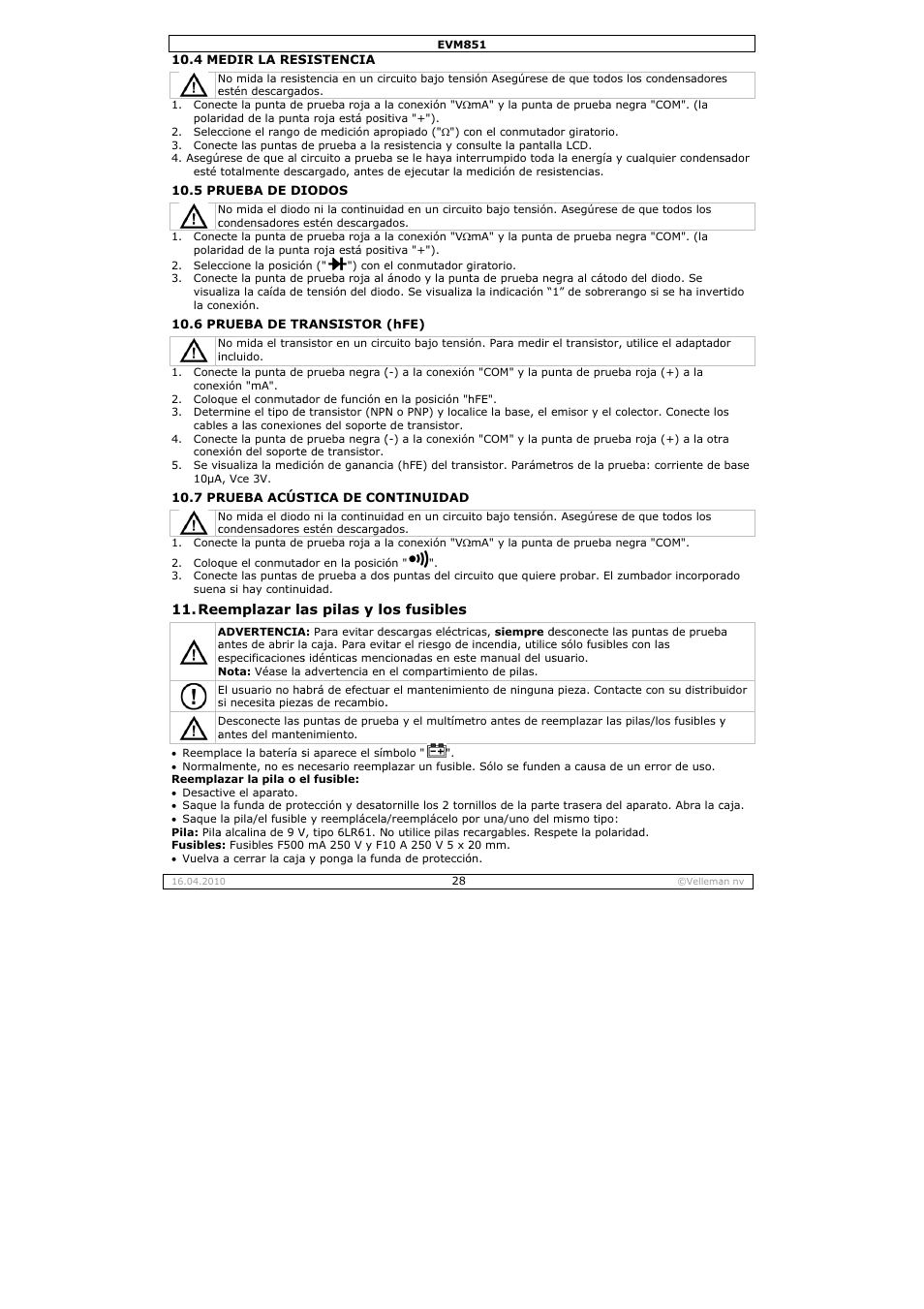 Velleman EVM851 User Manual | Page 28 / 44