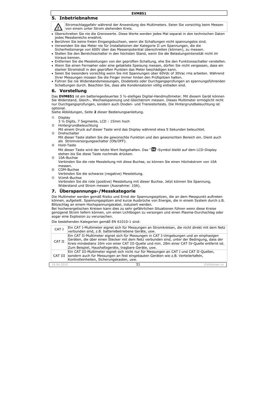 Velleman EVM851 User Manual | Page 31 / 44