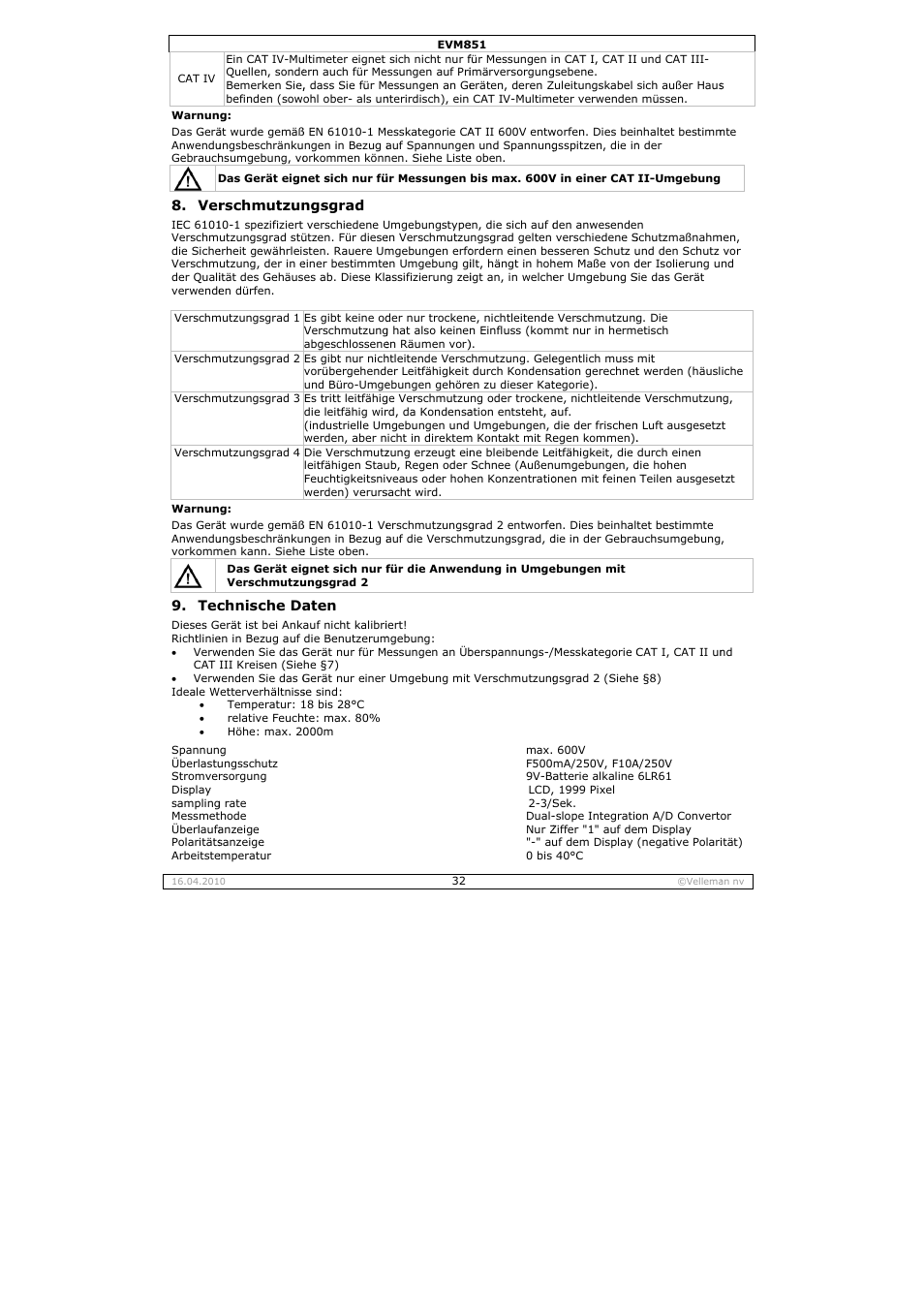Velleman EVM851 User Manual | Page 32 / 44