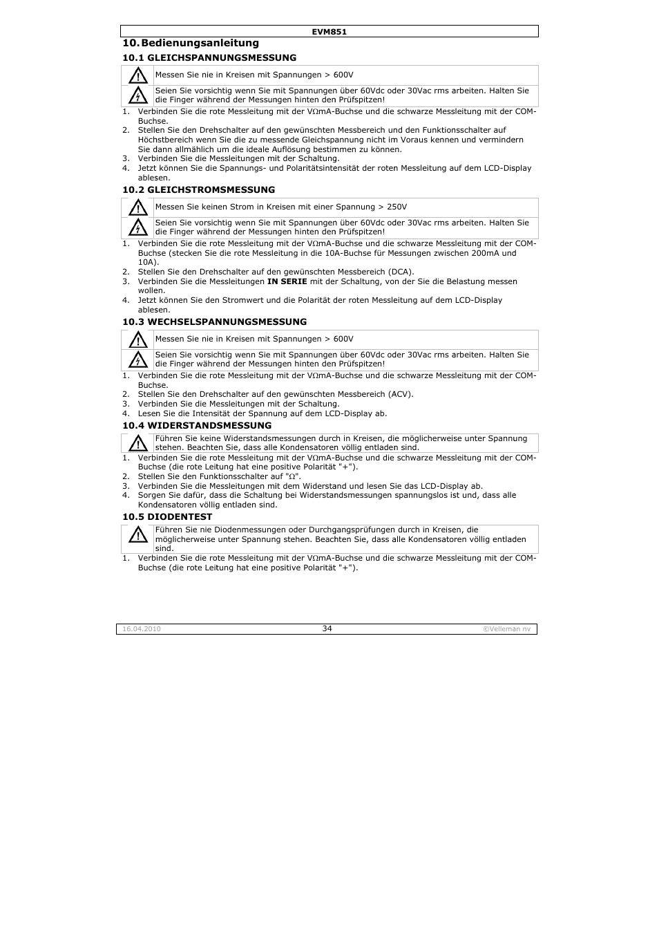 Velleman EVM851 User Manual | Page 34 / 44