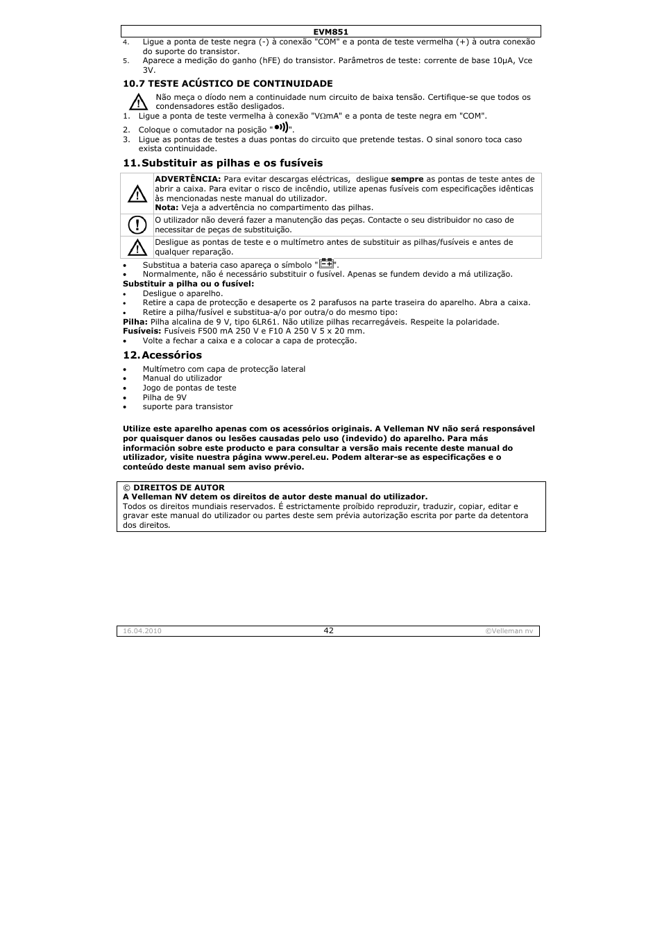 Velleman EVM851 User Manual | Page 42 / 44