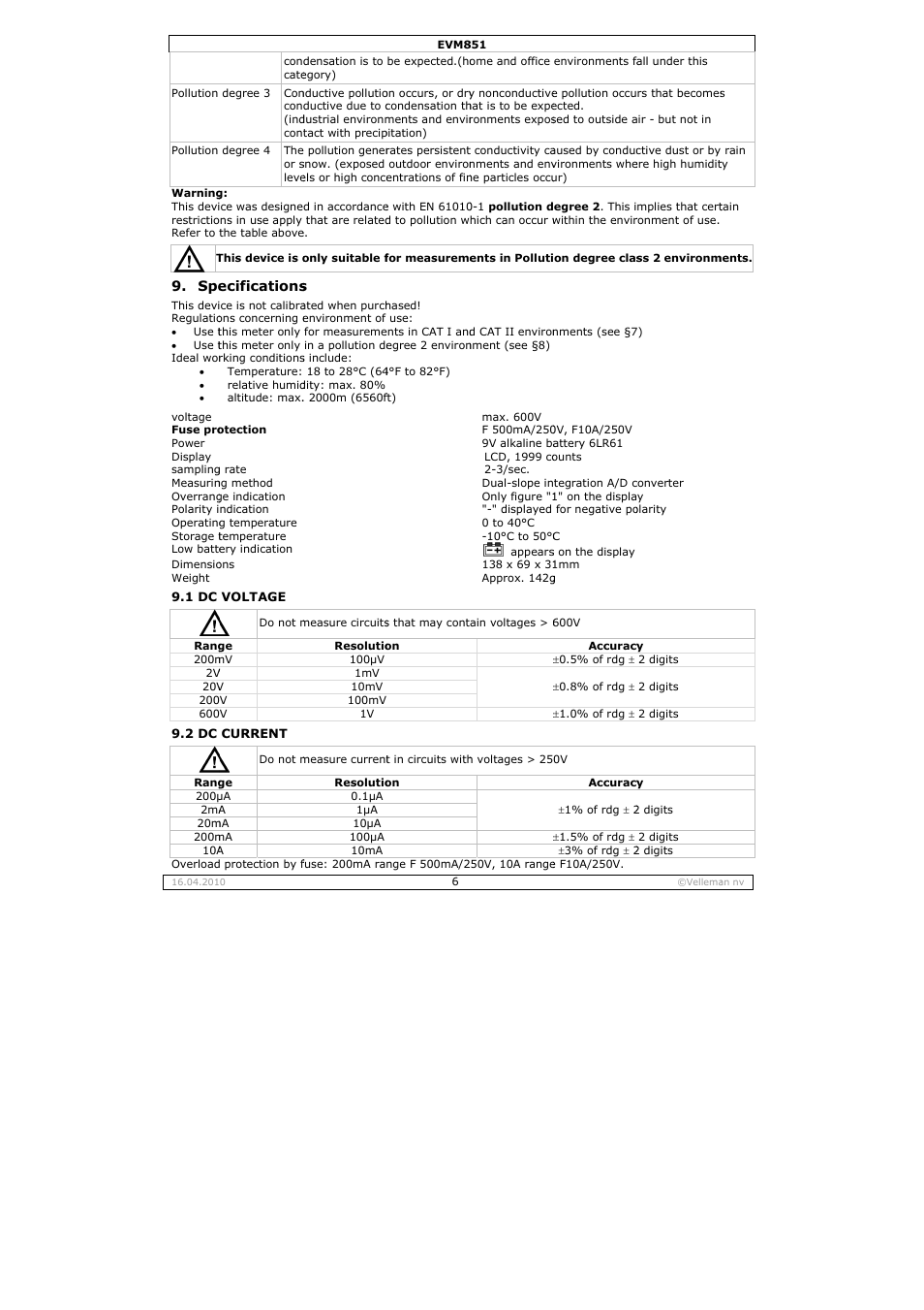 Velleman EVM851 User Manual | Page 6 / 44