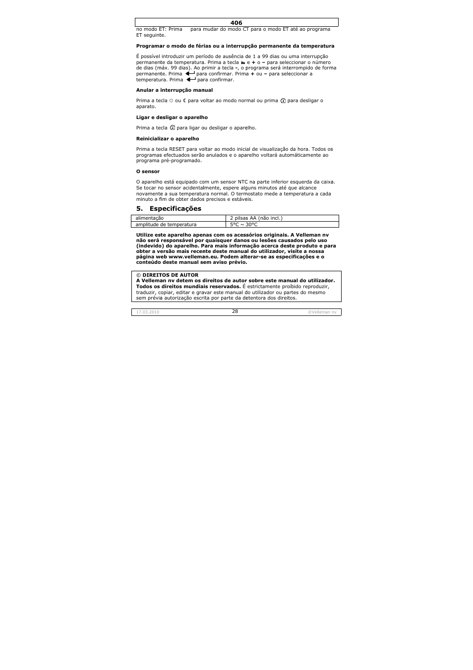 Velleman 406 User Manual | Page 28 / 32