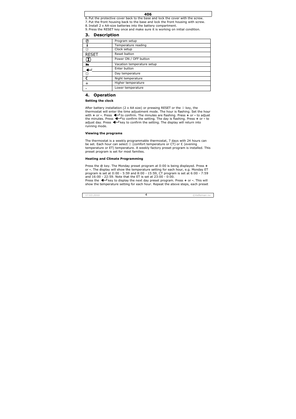 Velleman 406 User Manual | Page 4 / 32