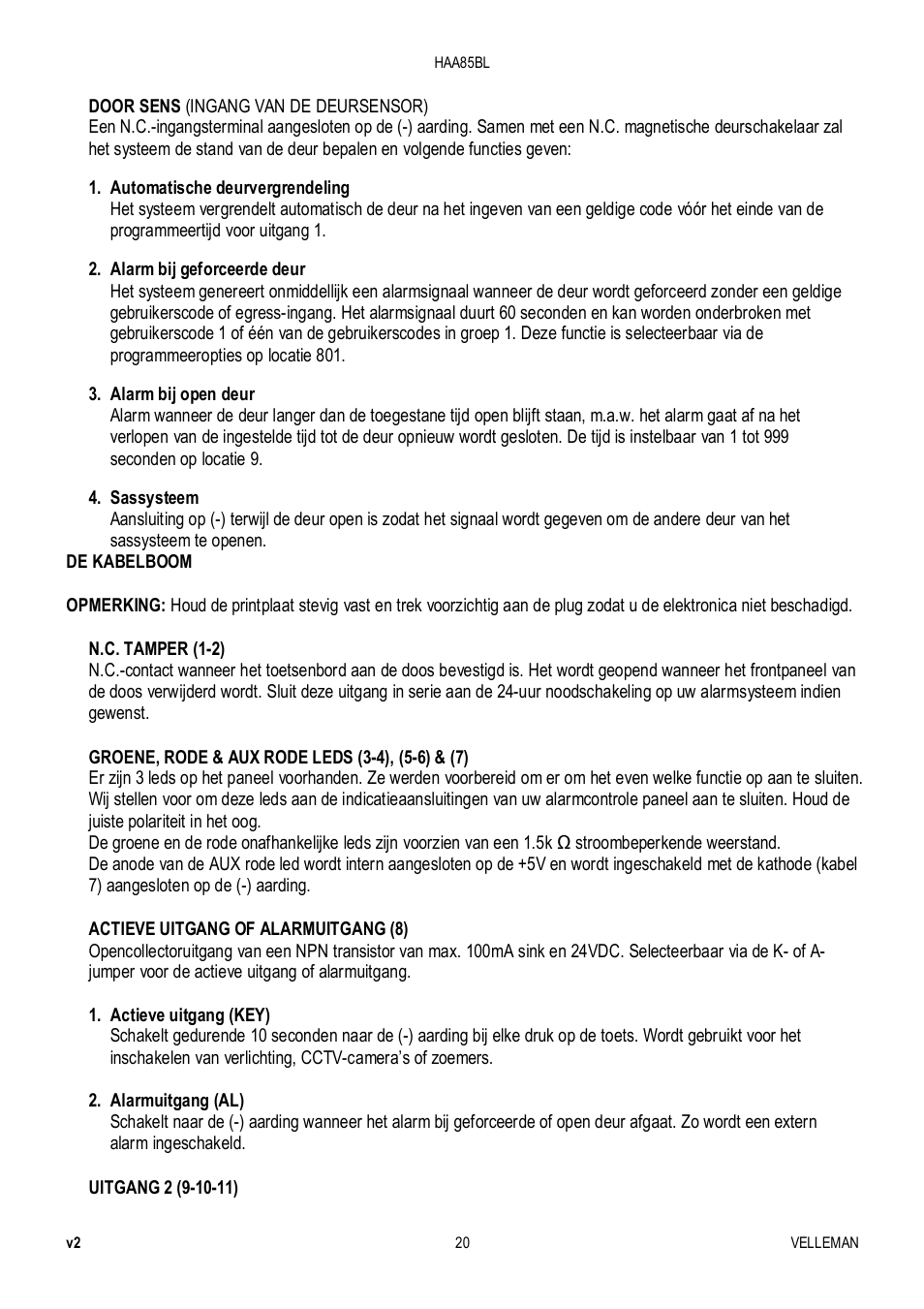 Velleman HAA85BL User Manual | Page 20 / 84