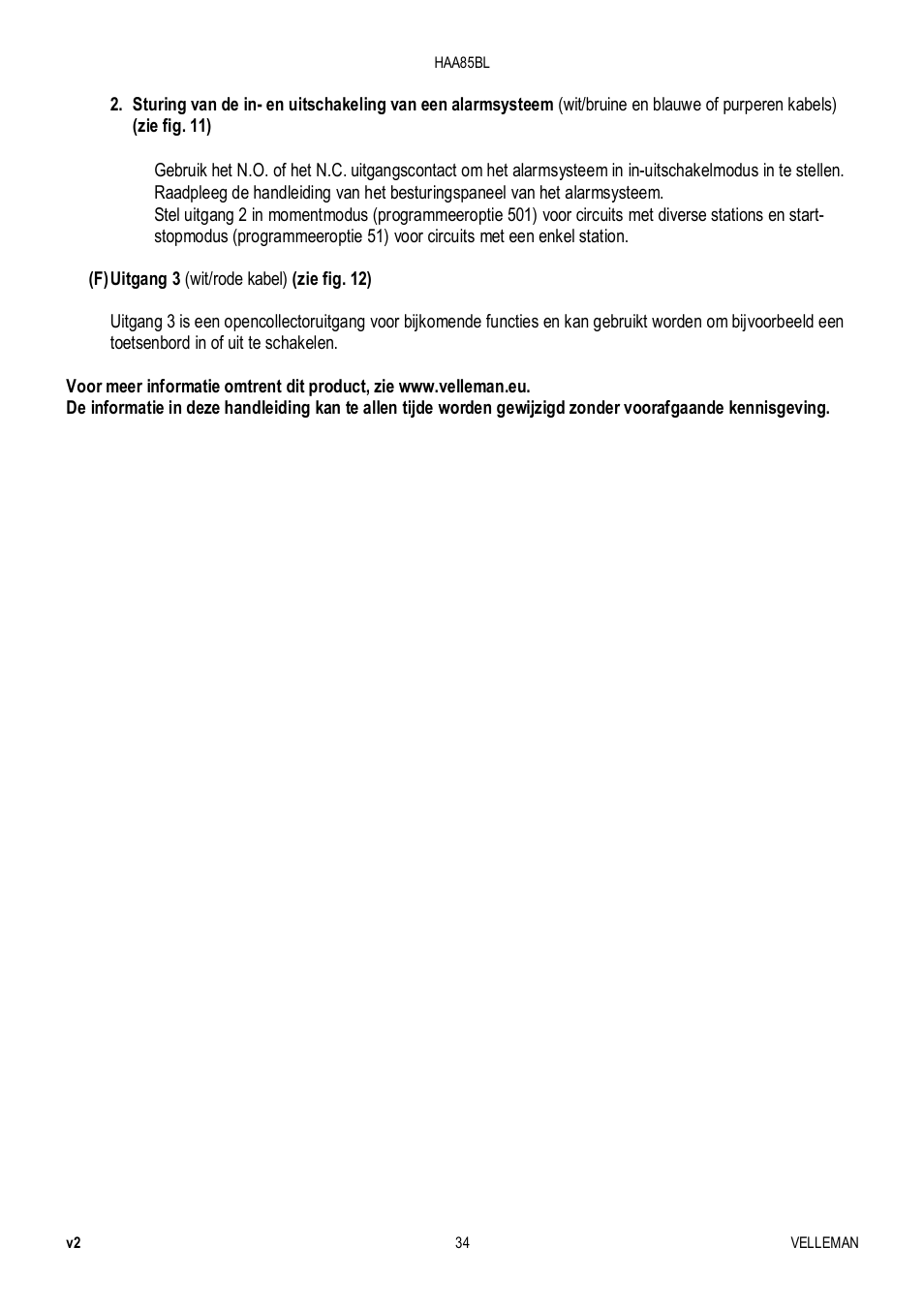 Velleman HAA85BL User Manual | Page 34 / 84