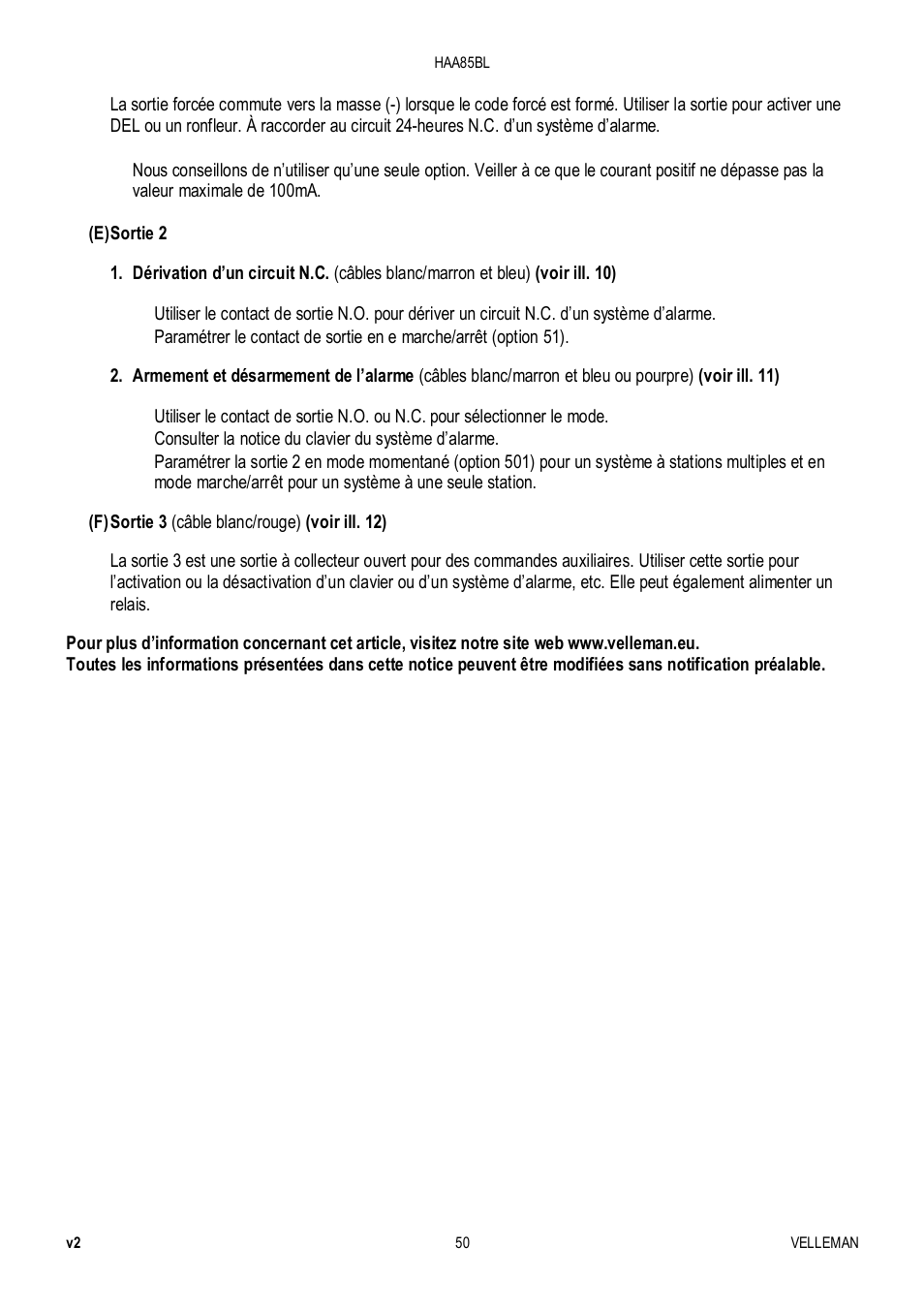 Velleman HAA85BL User Manual | Page 50 / 84