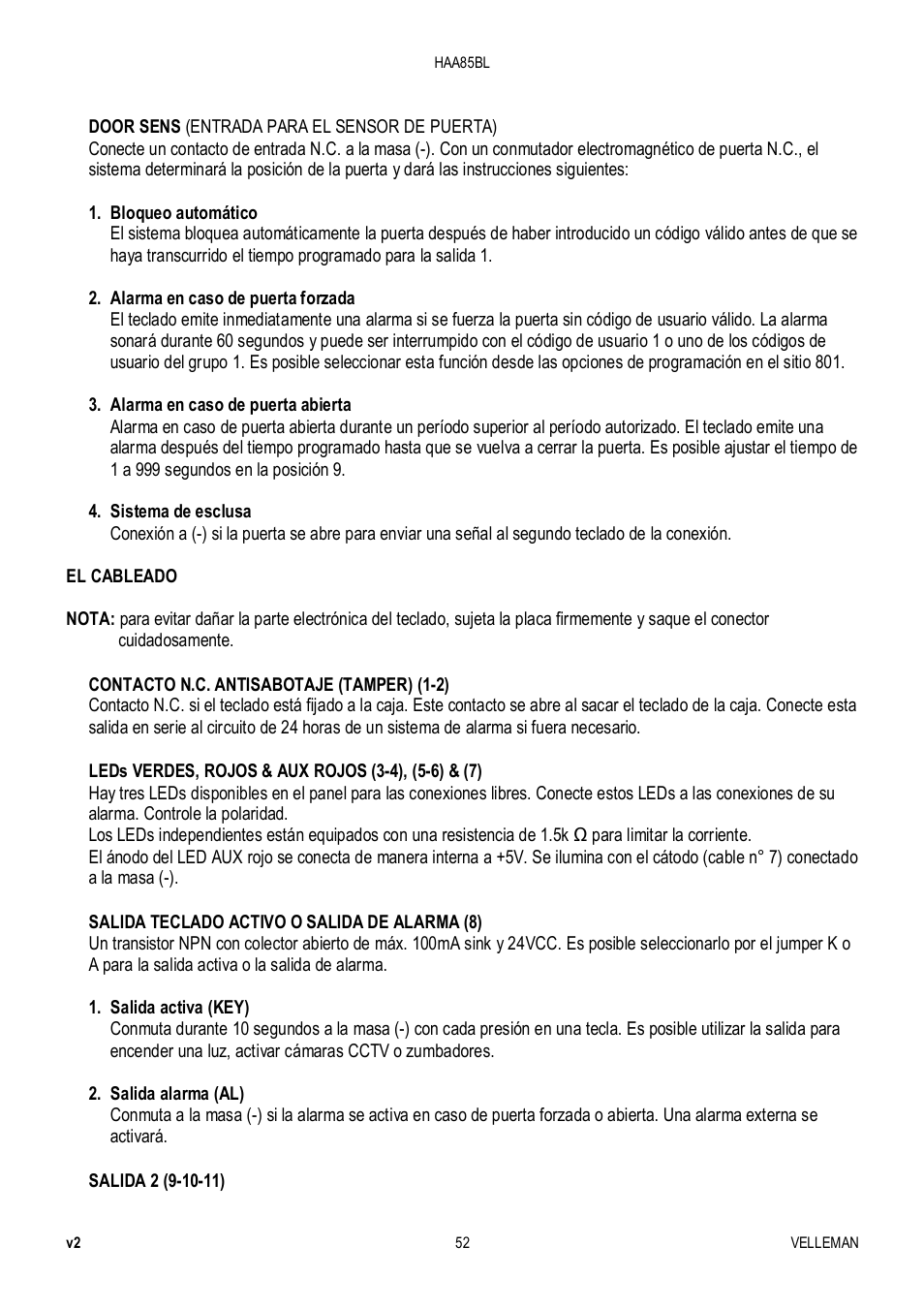 Velleman HAA85BL User Manual | Page 52 / 84