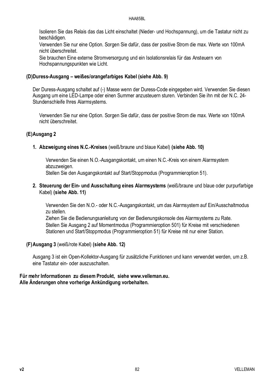 Velleman HAA85BL User Manual | Page 82 / 84
