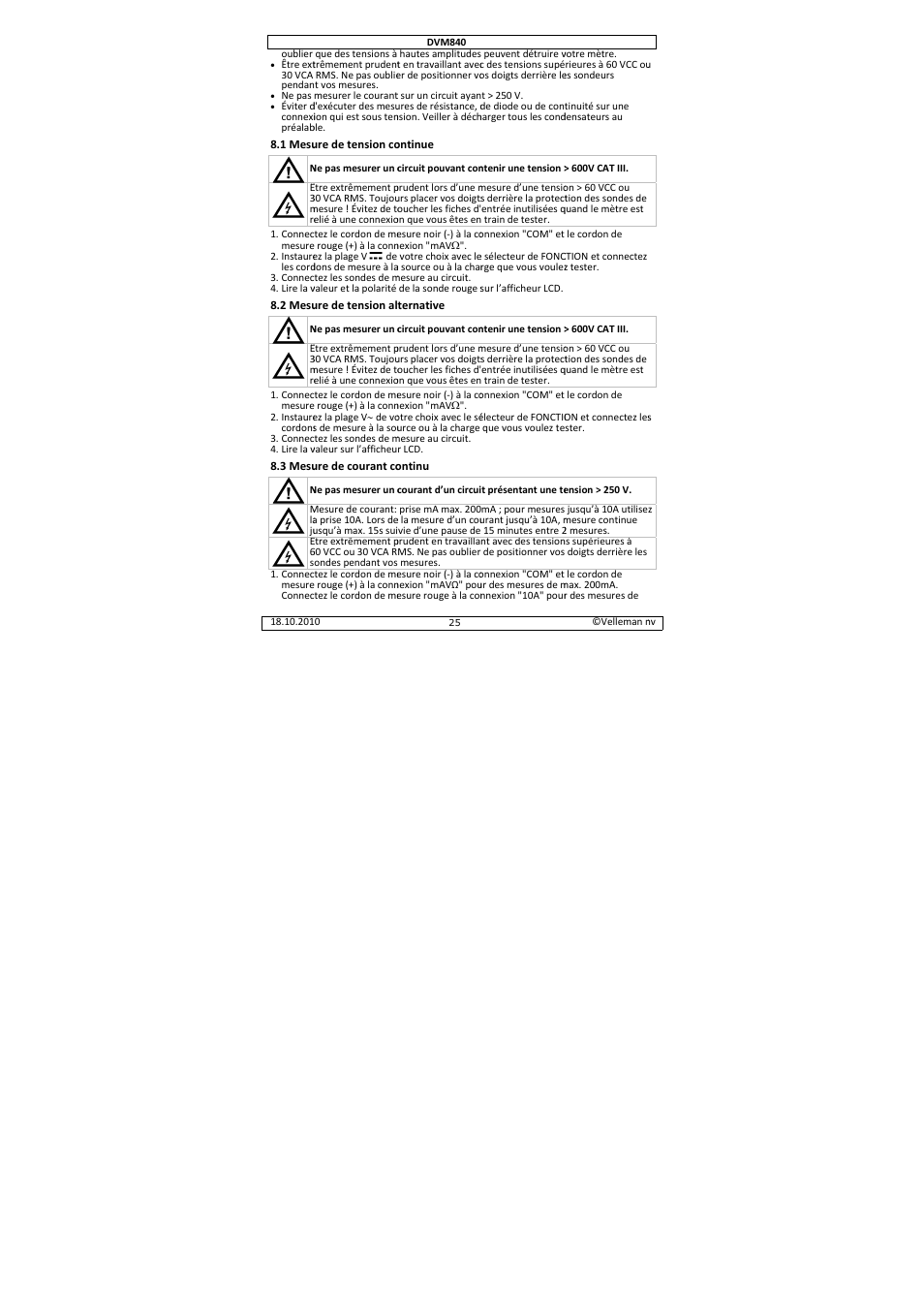 Velleman DVM840 User Manual | Page 25 / 49