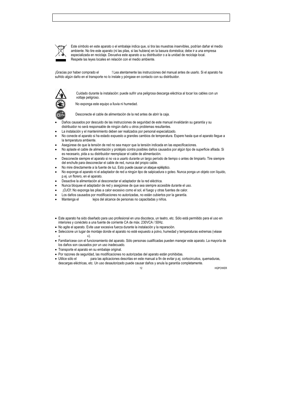 Micw50 – micrófono uhf inalámbrico de 12 canales, Introducción, Instrucciones de seguridad | Normas generales | Velleman MICW50 User Manual | Page 12 / 20