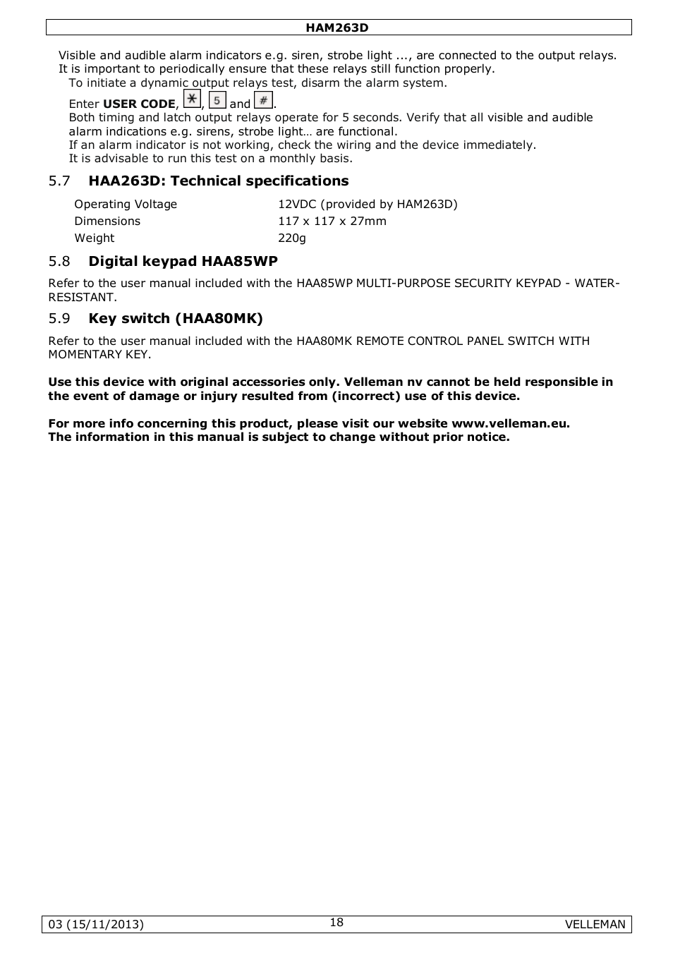 Velleman HAM263D User Manual | Page 18 / 88