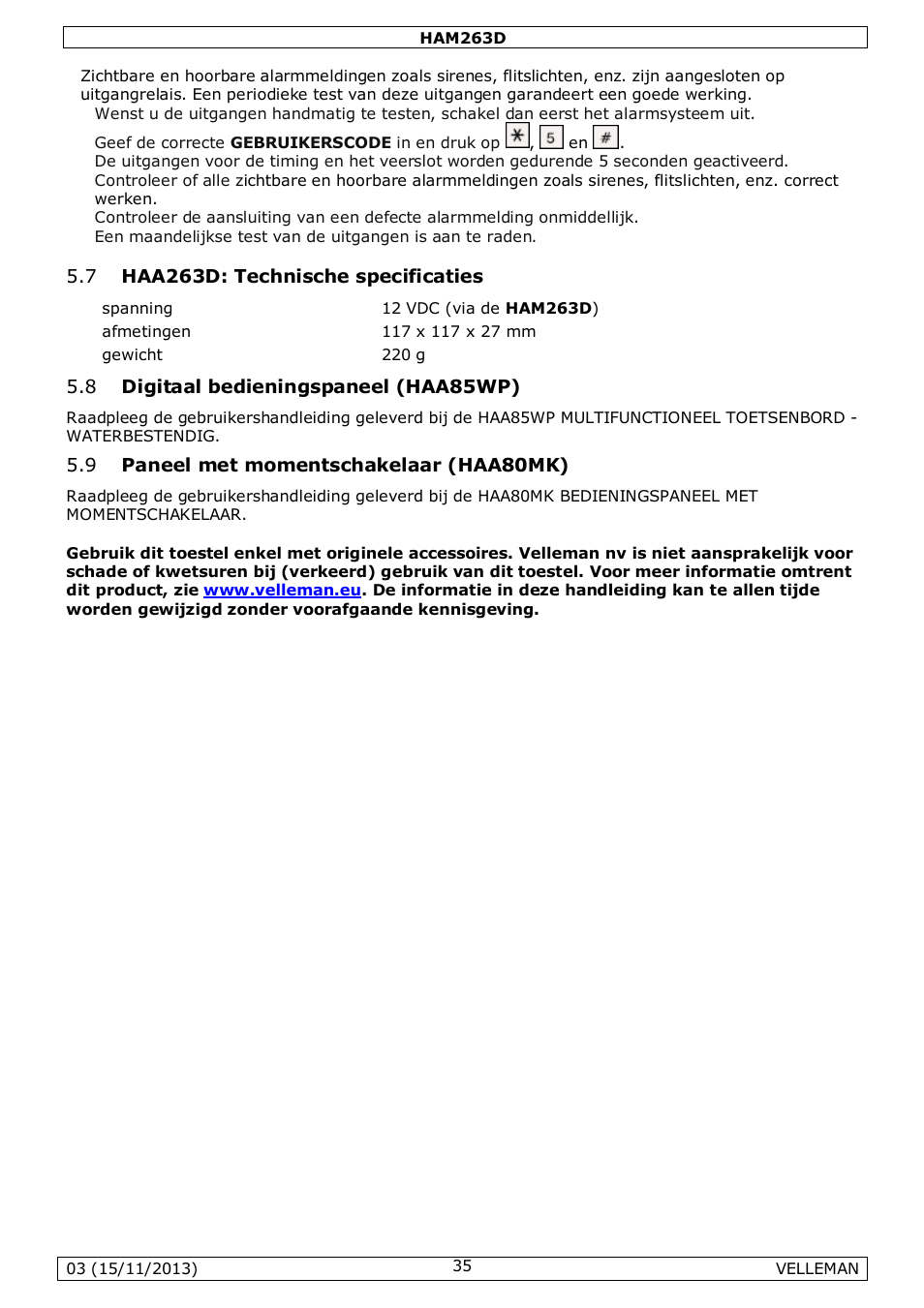 Velleman HAM263D User Manual | Page 35 / 88