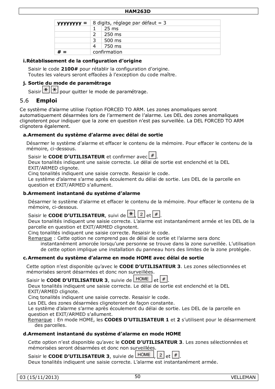 6 emploi | Velleman HAM263D User Manual | Page 50 / 88
