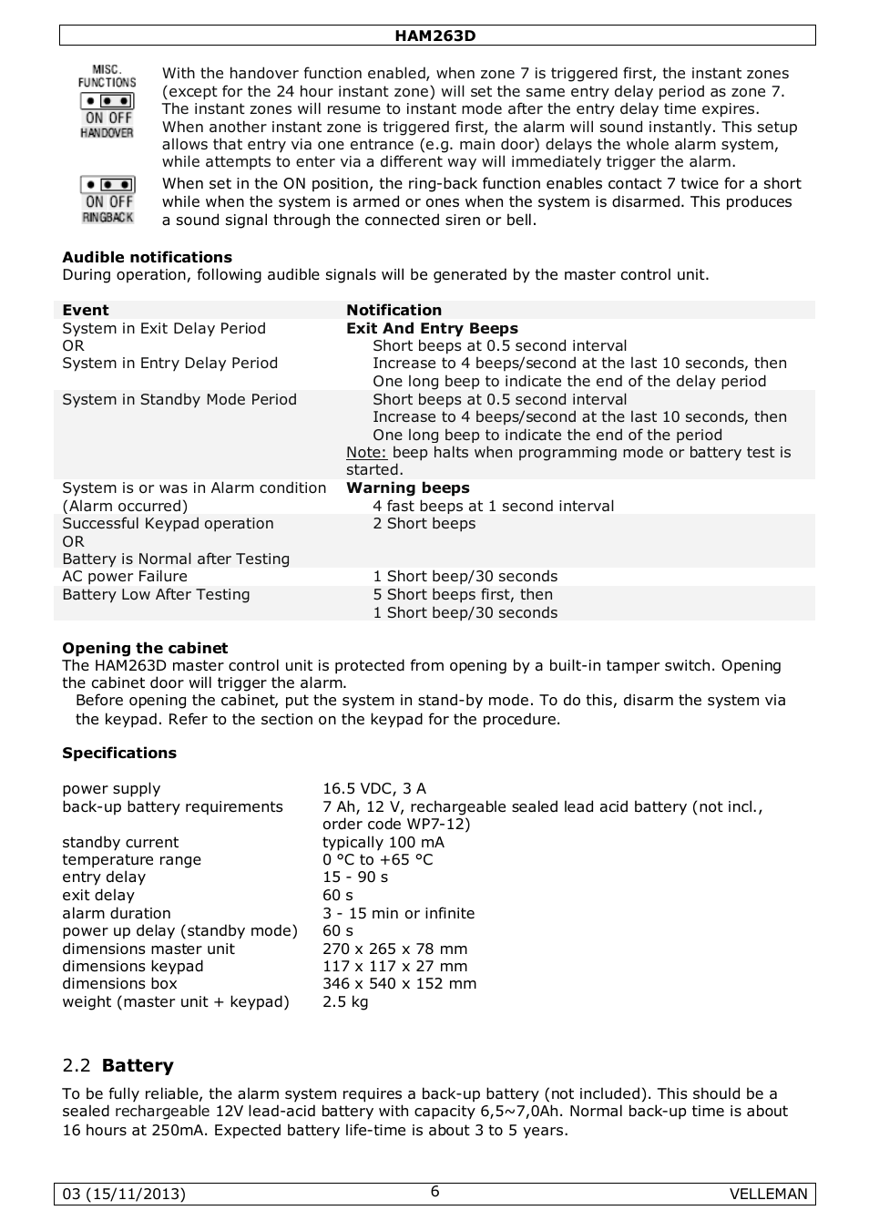 Velleman HAM263D User Manual | Page 6 / 88