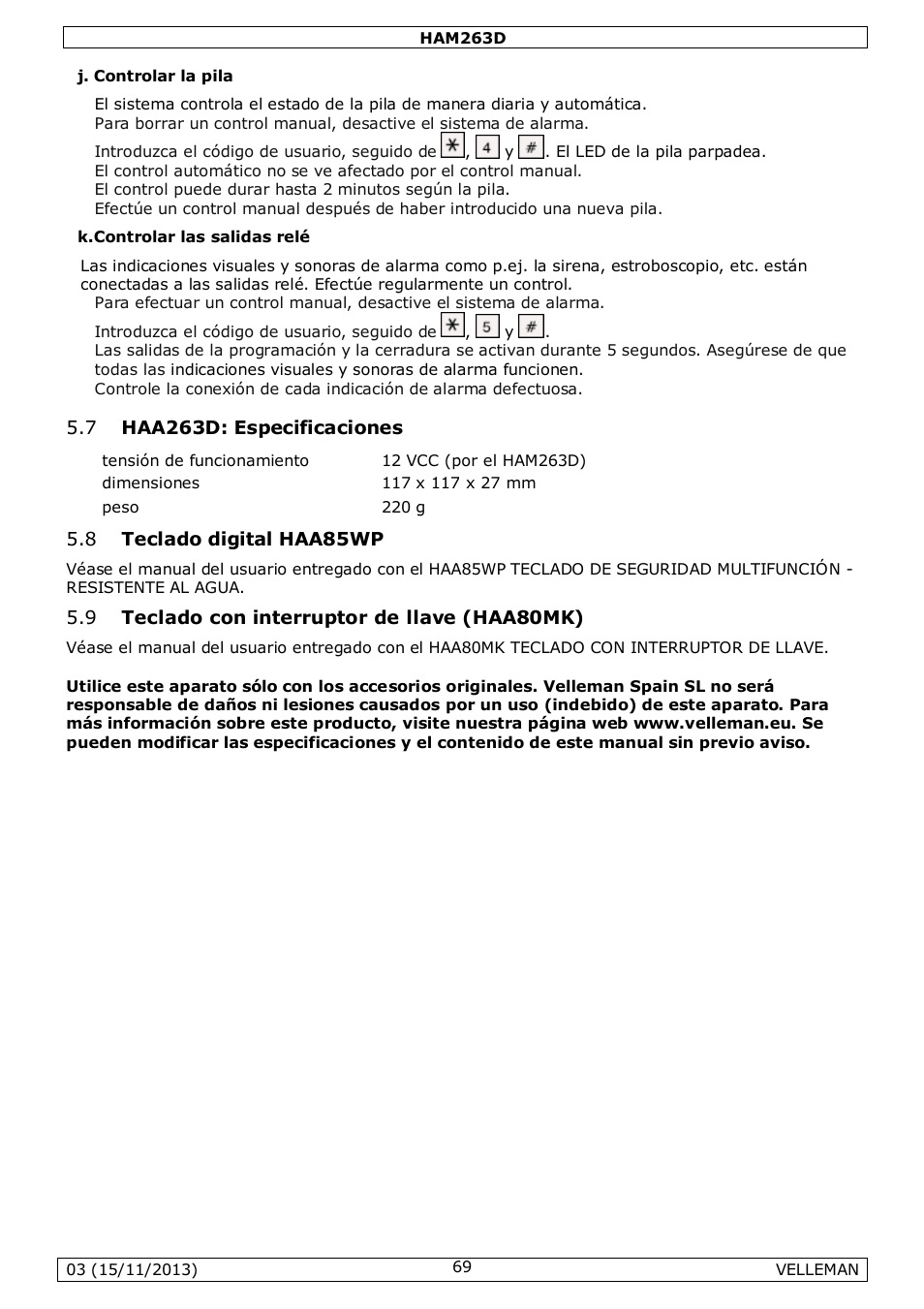 Velleman HAM263D User Manual | Page 69 / 88