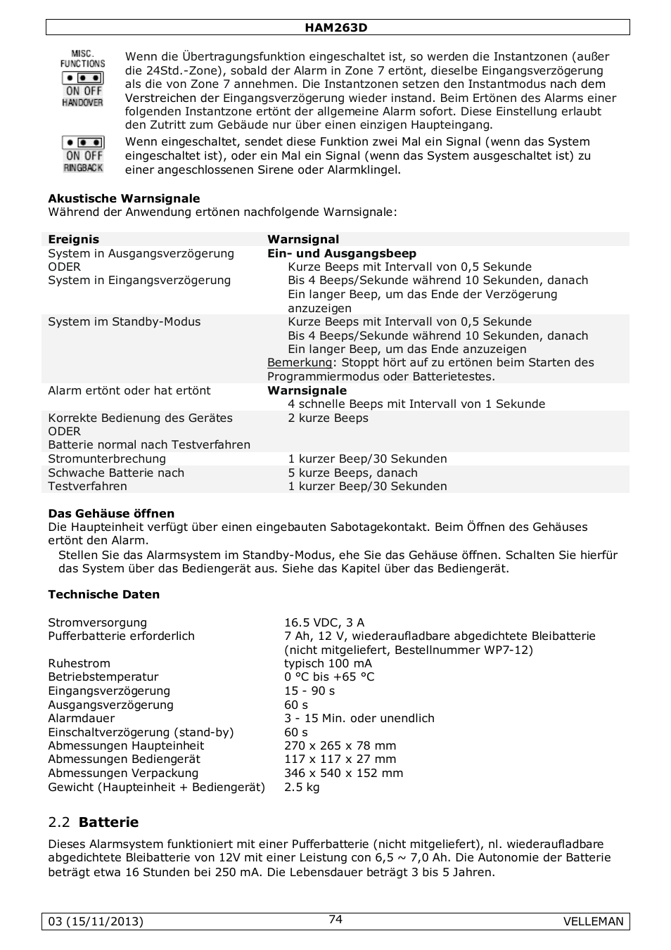 Velleman HAM263D User Manual | Page 74 / 88