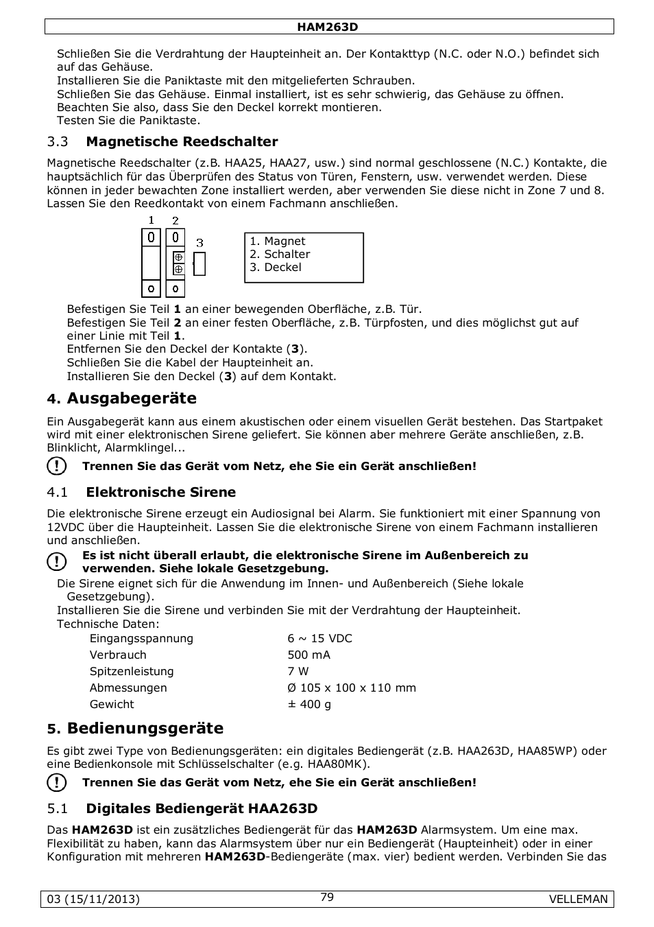 Ausgabegeräte, Bedienungsgeräte | Velleman HAM263D User Manual | Page 79 / 88