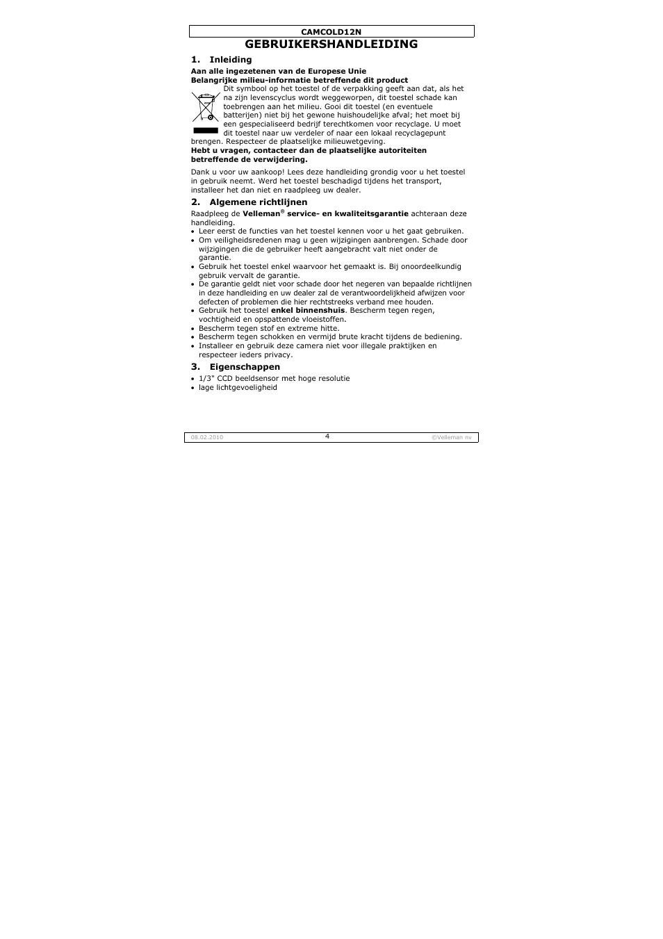 Gebru, Uikersha, Ndleidin | Velleman CAMCOLD12N User Manual | Page 4 / 21