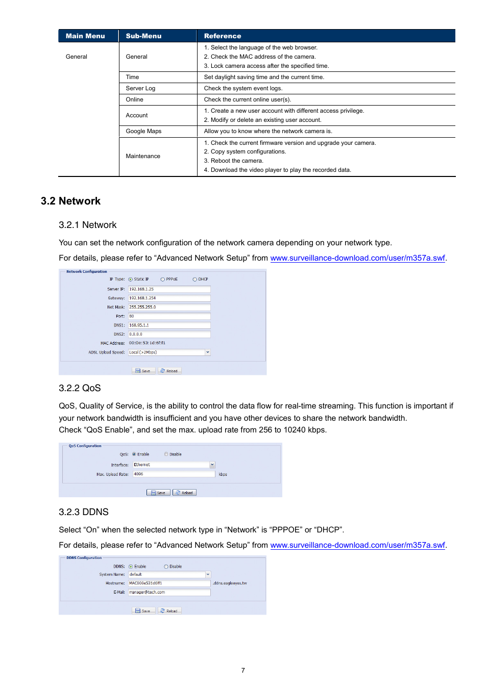 2 network, 1 network, 2 qos | 3 ddns | Velleman CAMIP11 Quick Installation Guide User Manual | Page 12 / 65