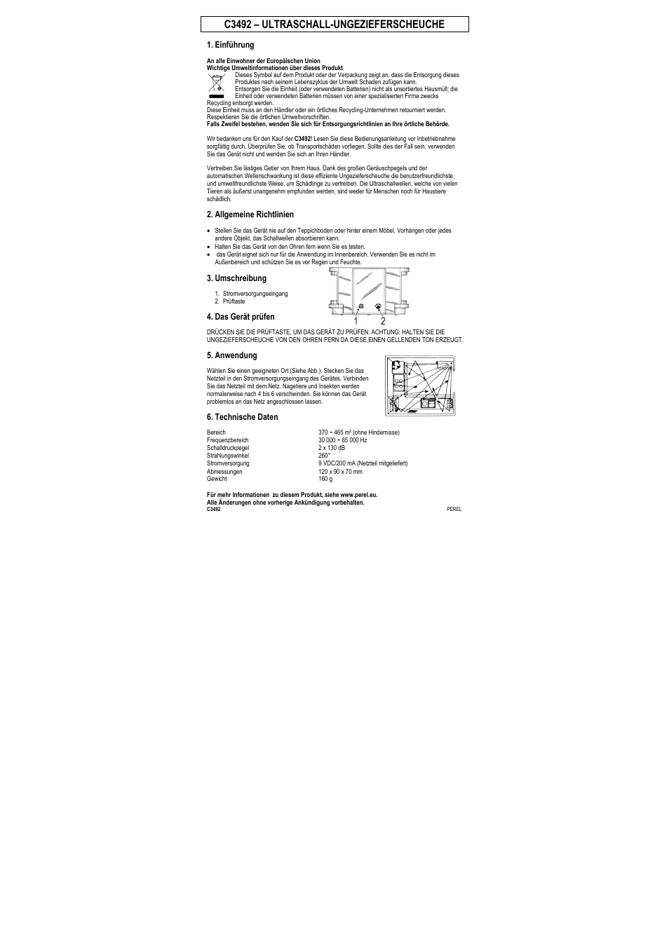 C3492 – ultraschall-ungezieferscheuche | Velleman C3492 User Manual | Page 6 / 8