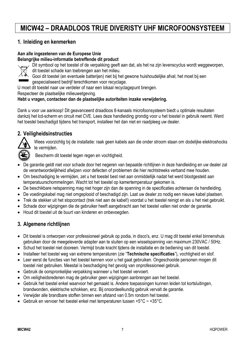 Velleman MICW42 User Manual | Page 7 / 36