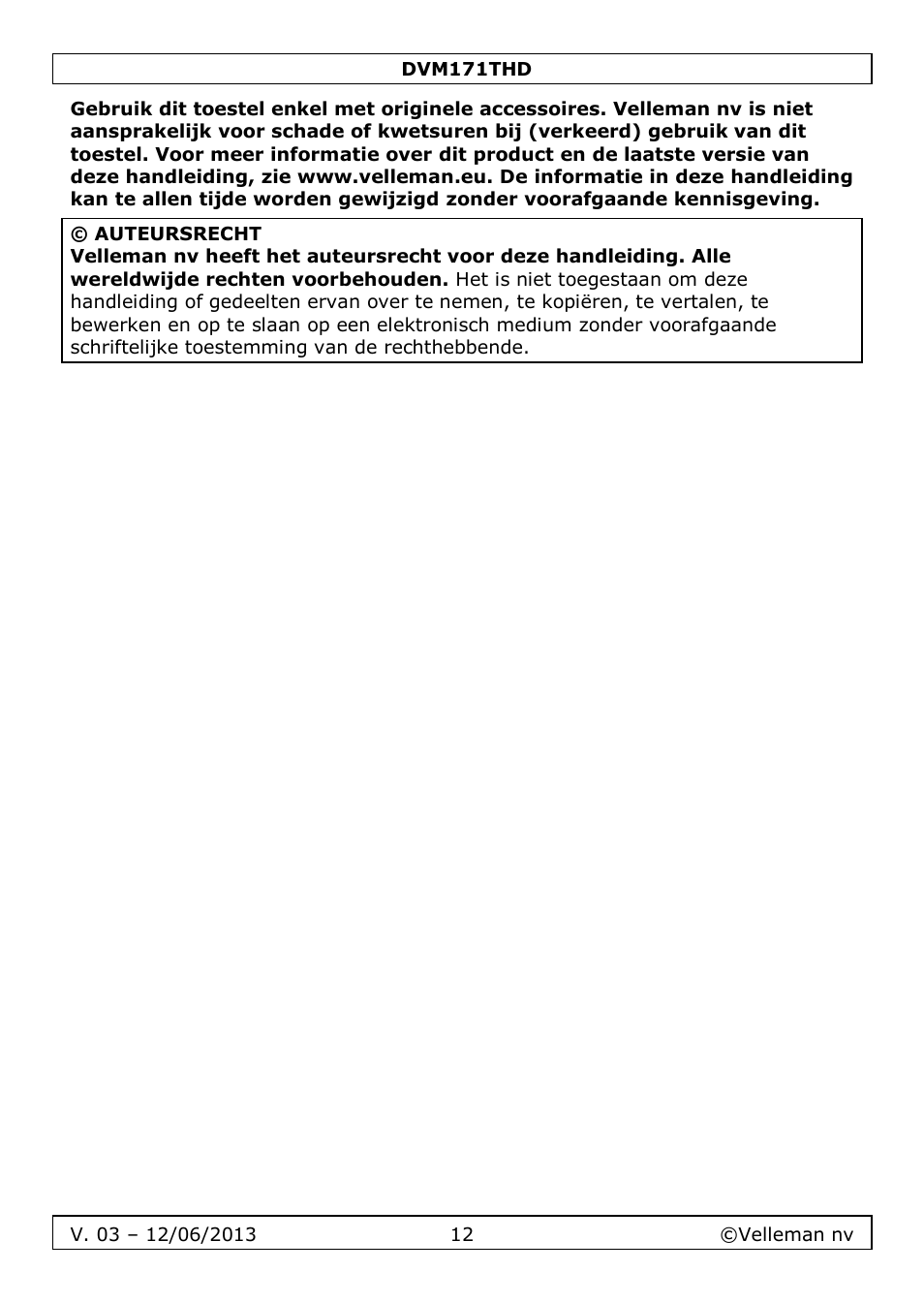 Velleman DVM171THD User Manual | Page 12 / 40