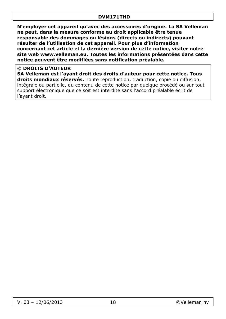 Velleman DVM171THD User Manual | Page 18 / 40