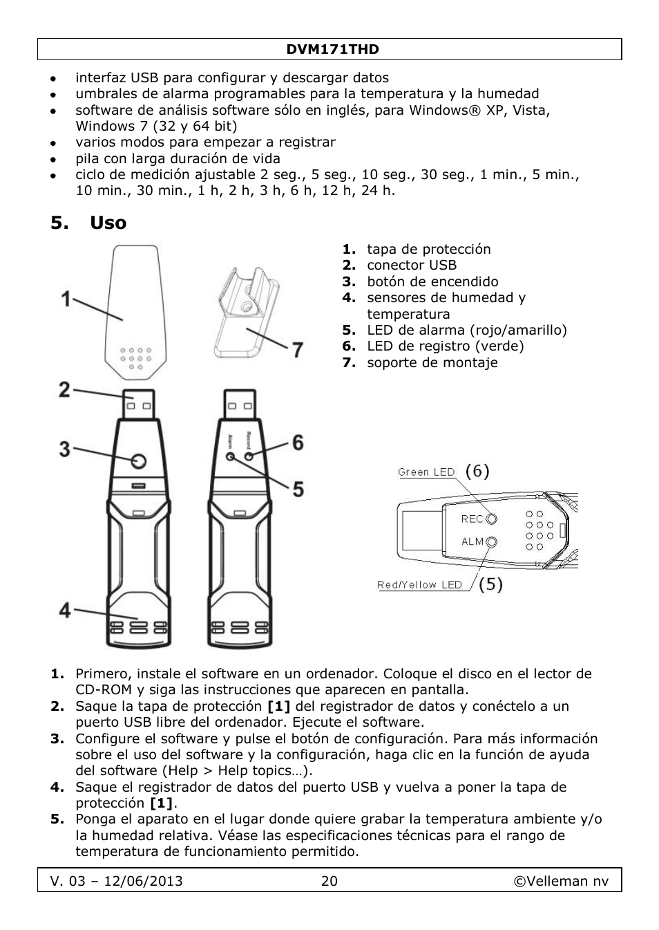 Velleman DVM171THD User Manual | Page 20 / 40