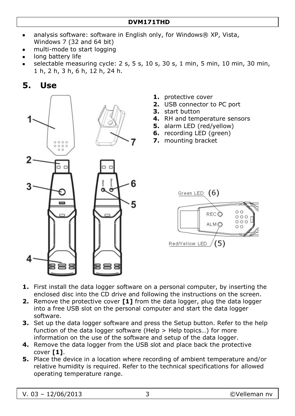 Velleman DVM171THD User Manual | Page 3 / 40