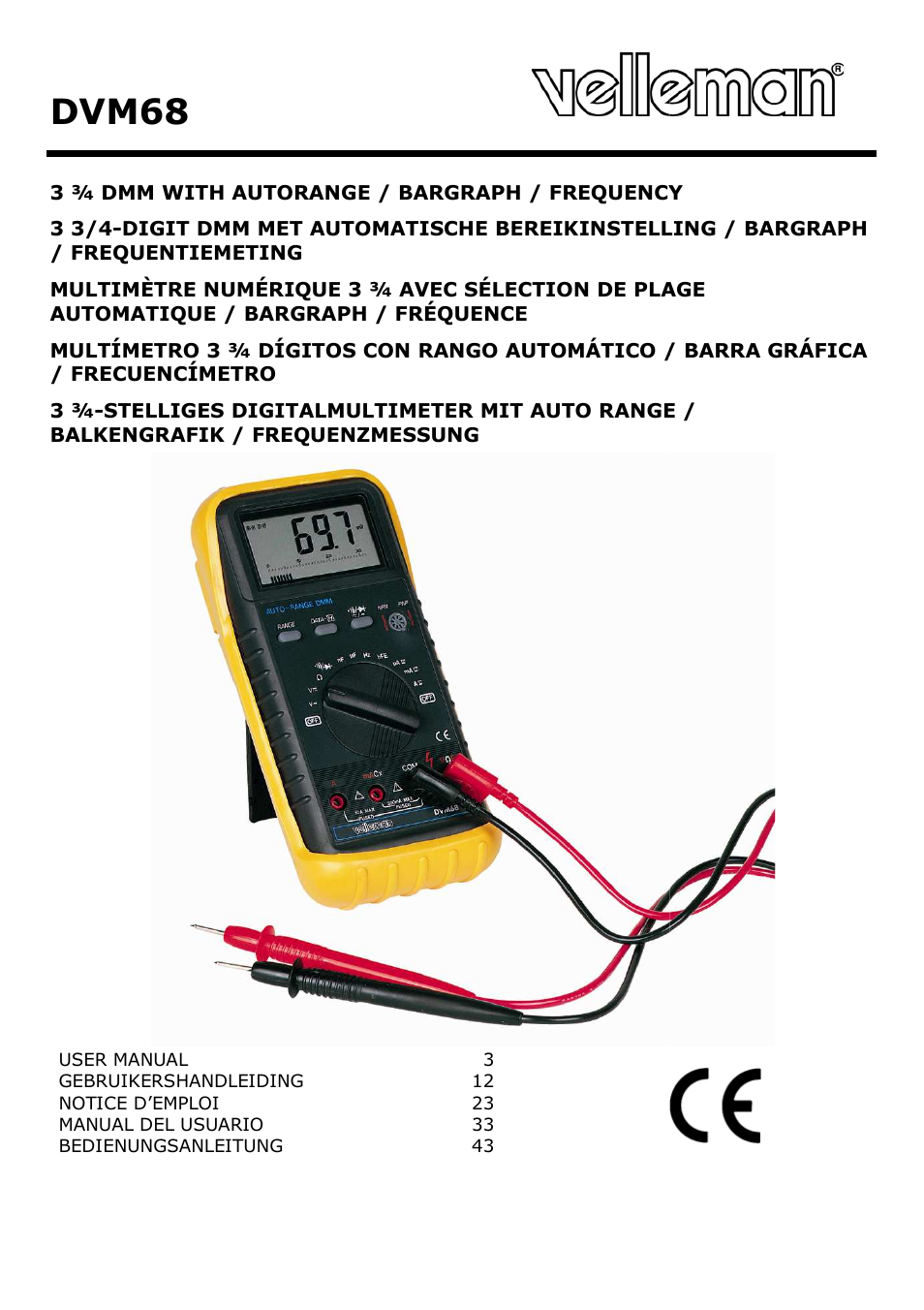 Velleman DVM68 User Manual | 55 pages