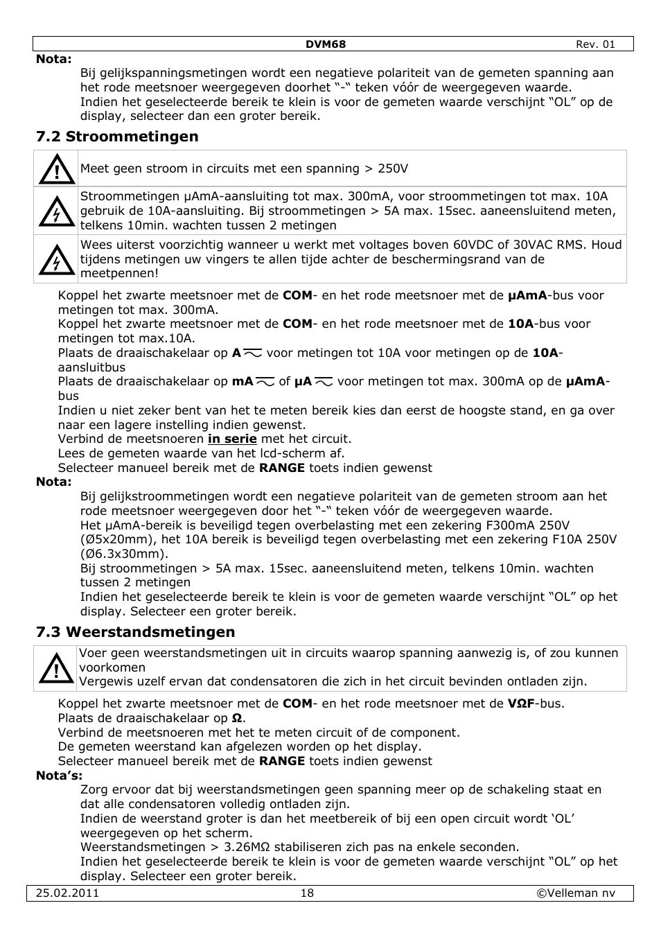 Velleman DVM68 User Manual | Page 18 / 55