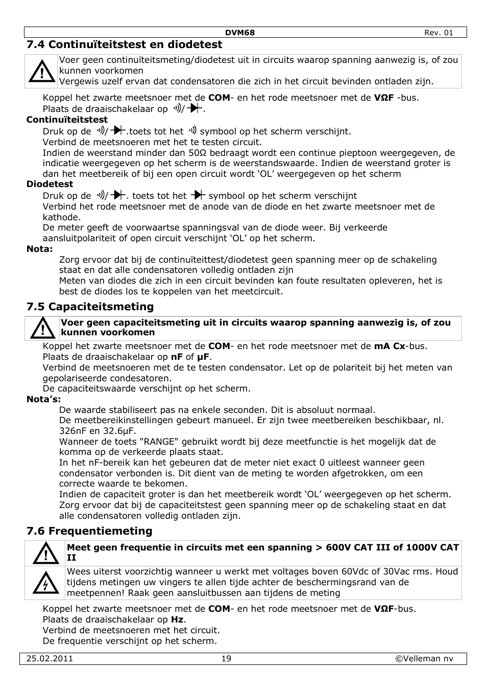 Velleman DVM68 User Manual | Page 19 / 55
