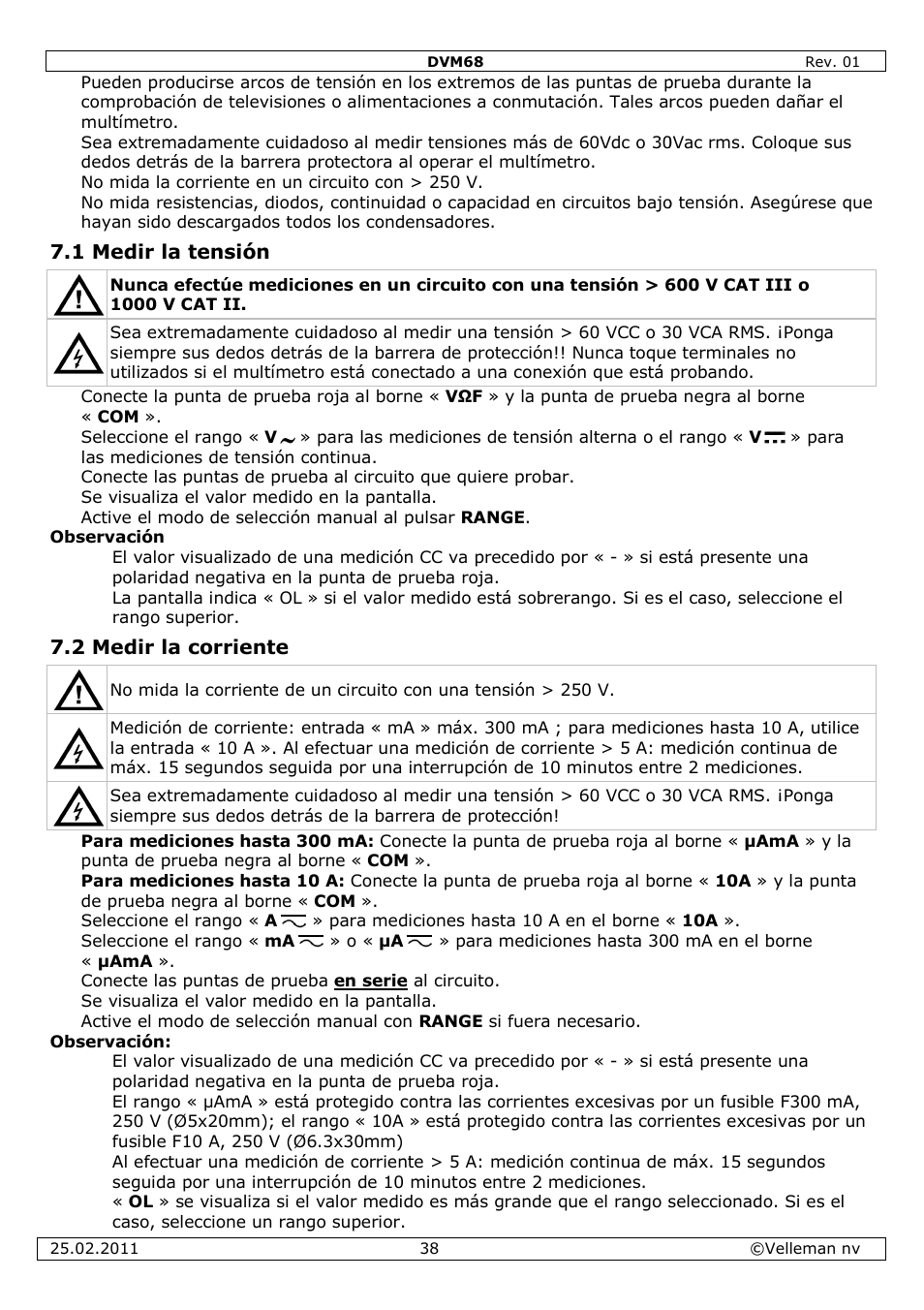 Velleman DVM68 User Manual | Page 38 / 55