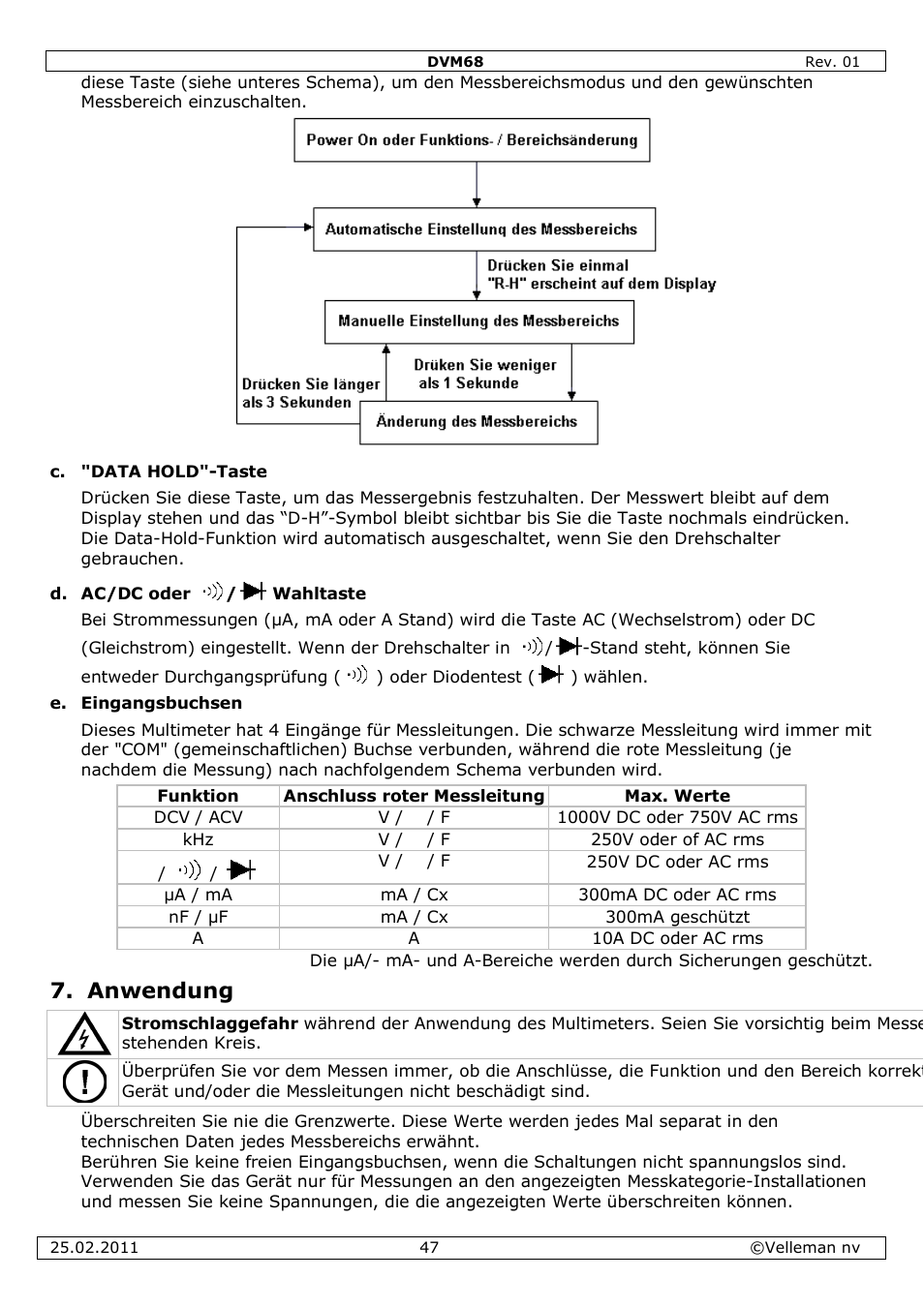 Anwendung | Velleman DVM68 User Manual | Page 47 / 55