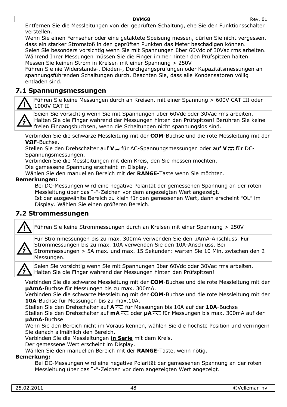 Velleman DVM68 User Manual | Page 48 / 55