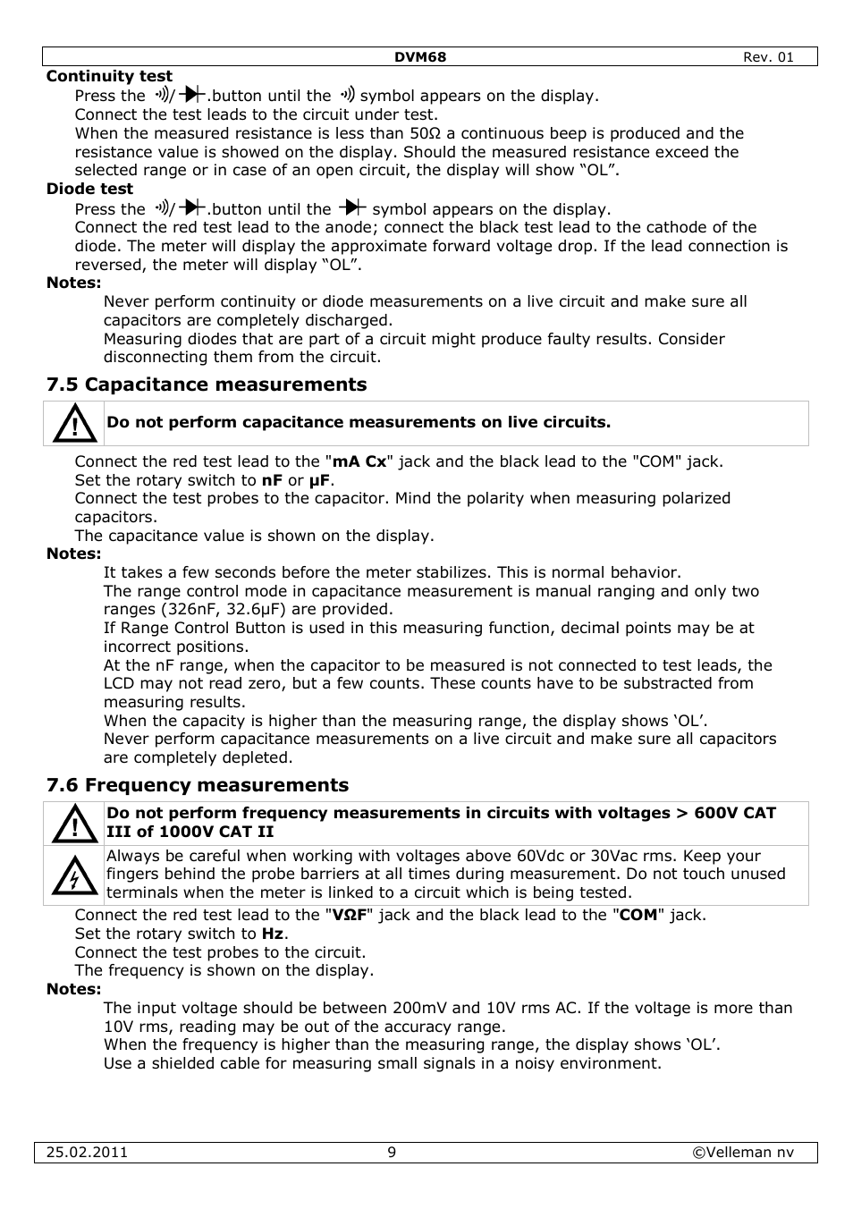 Velleman DVM68 User Manual | Page 9 / 55