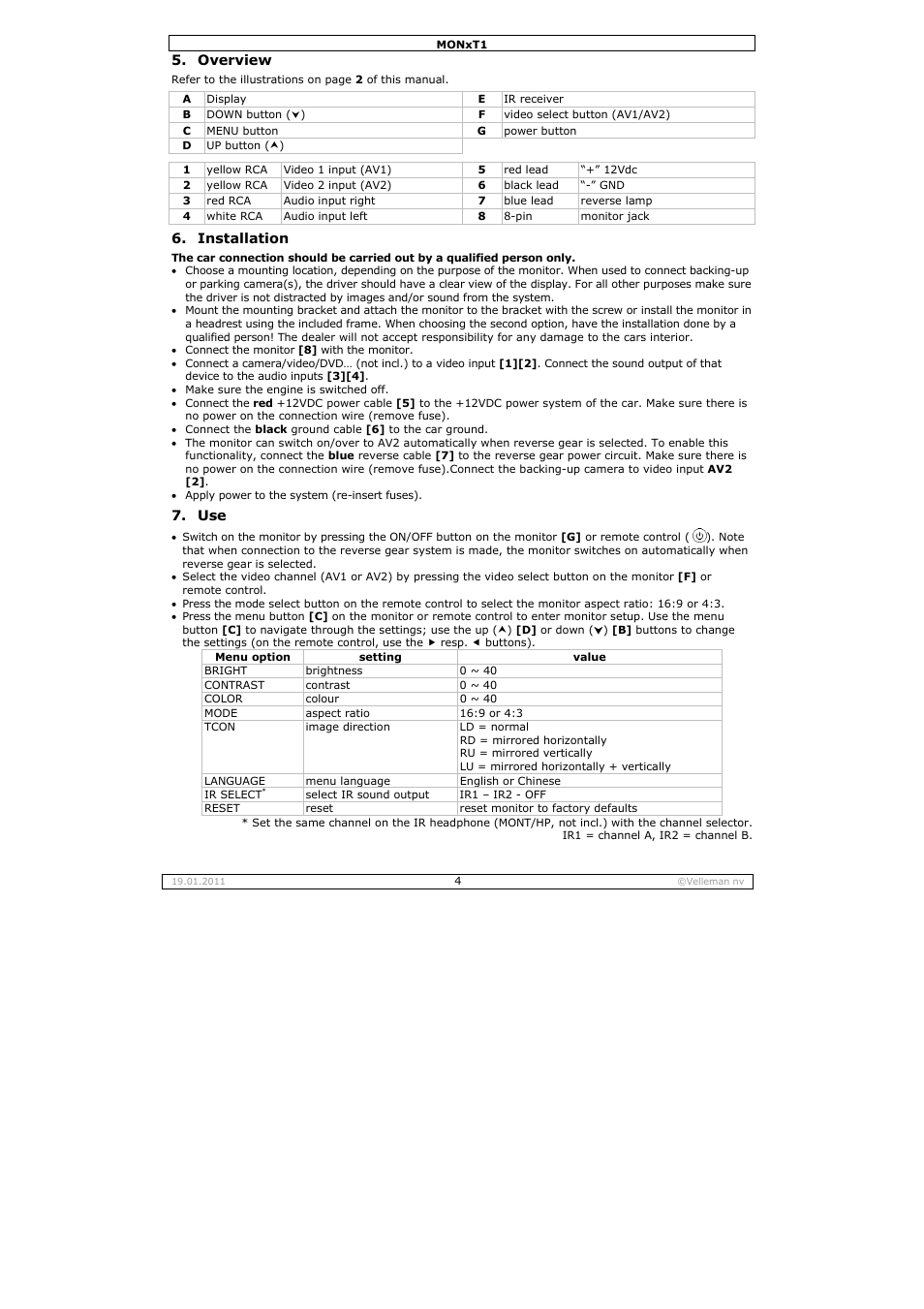 Velleman MON7T1 User Manual | Page 4 / 18