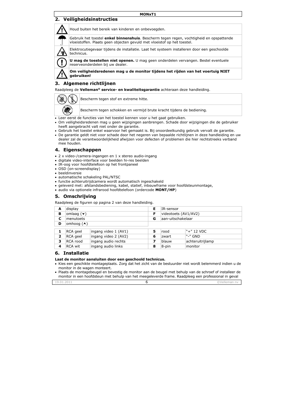 Velleman MON7T1 User Manual | Page 6 / 18