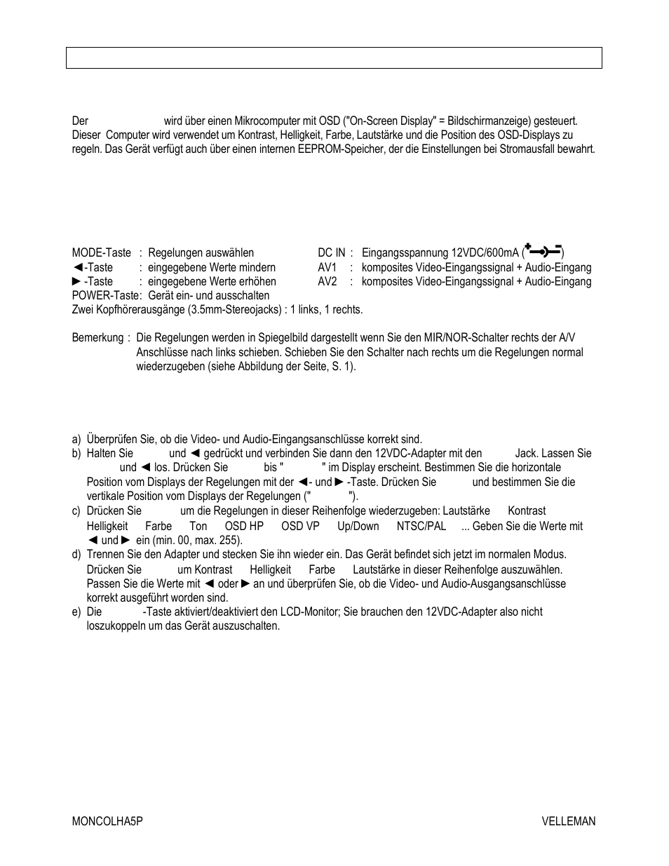 Moncolha5p " tft lcd monitor ------ deutsch | Velleman MONCOLHA5P-C User Manual | Page 7 / 7