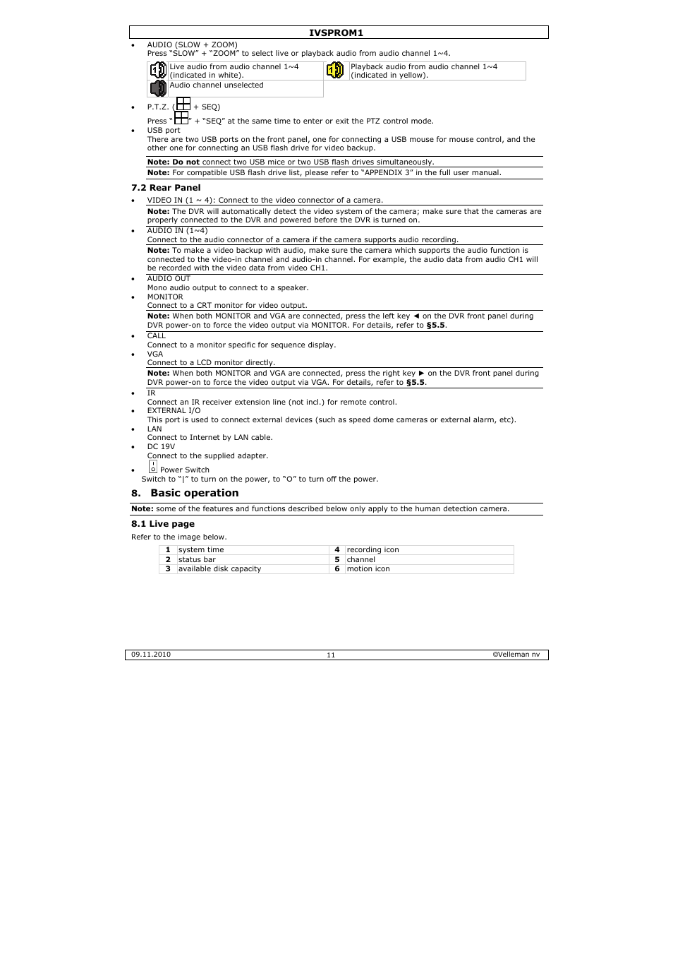 Basic operation | Velleman IVSPROM1 User Manual | Page 11 / 95