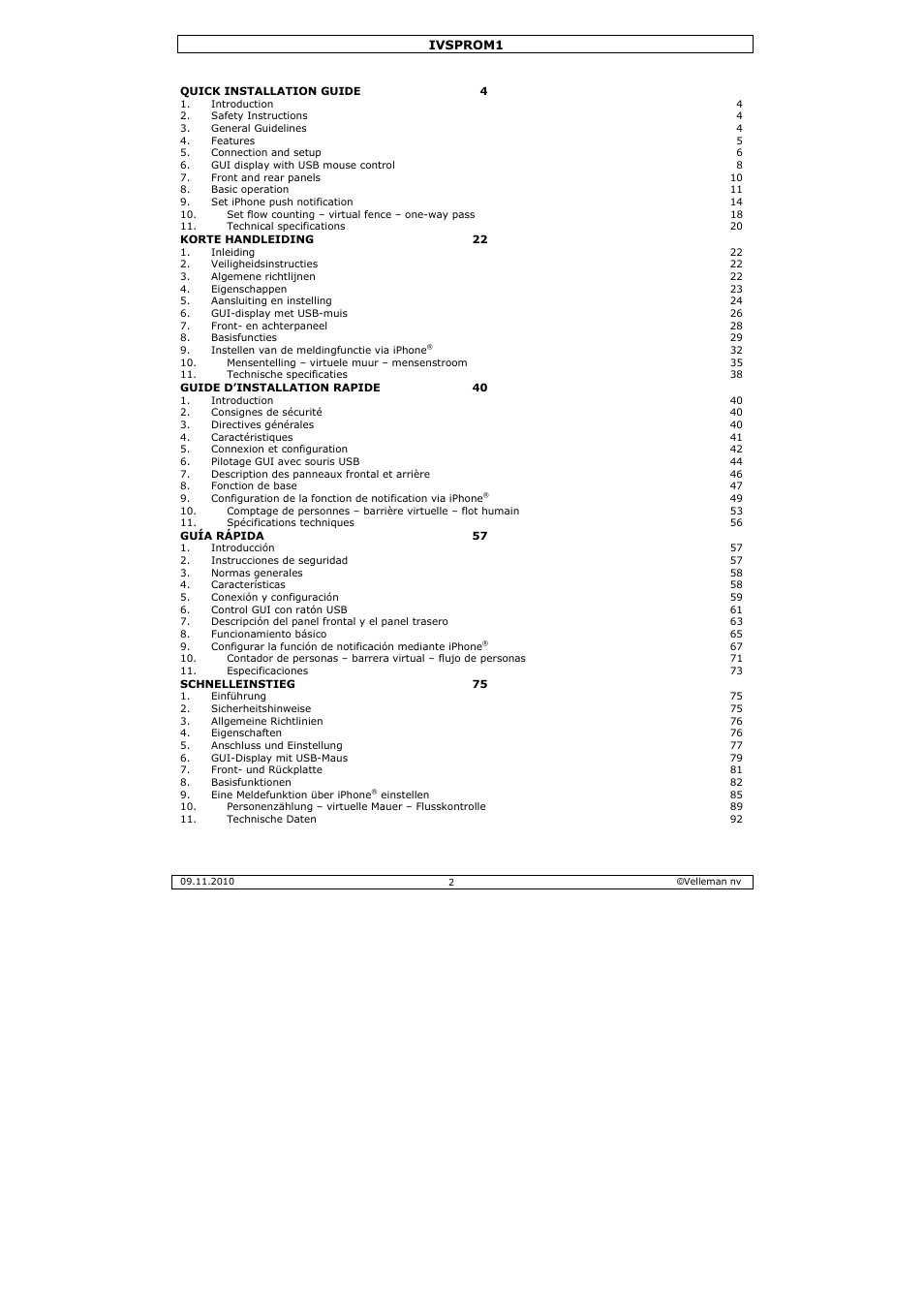 Velleman IVSPROM1 User Manual | Page 2 / 95