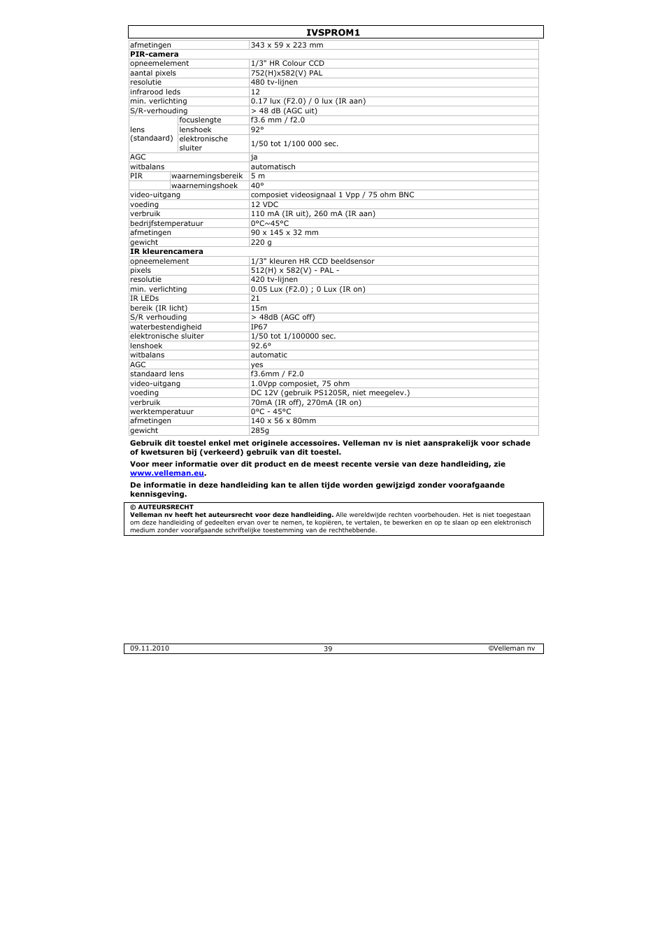 Velleman IVSPROM1 User Manual | Page 39 / 95