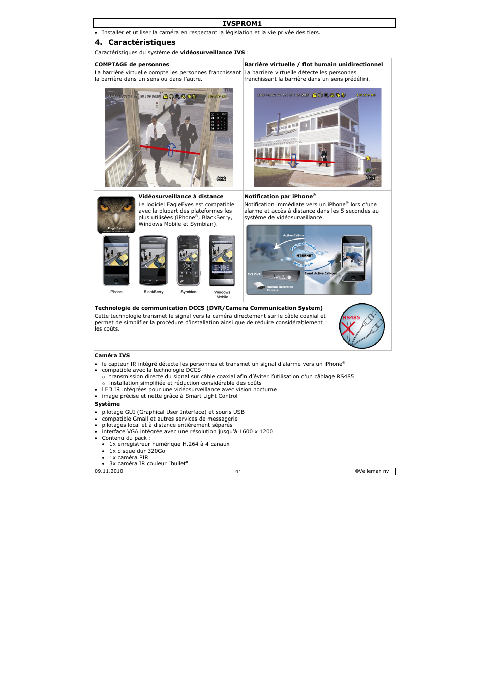 Caractéristiques | Velleman IVSPROM1 User Manual | Page 41 / 95