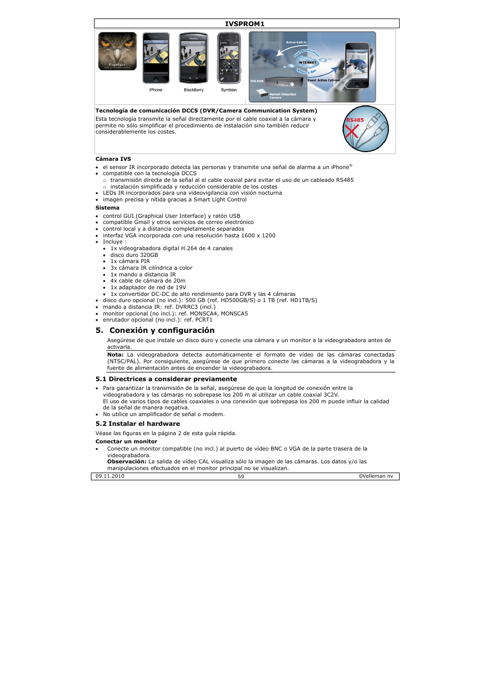 Conexión y configuración | Velleman IVSPROM1 User Manual | Page 59 / 95